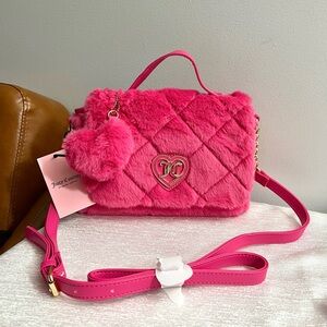 Juicy Couture Crossbody hand bag pink fluffy Lets get cozy NWT NEW